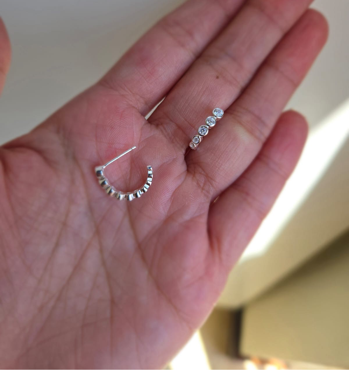 Halfmoon Hoops With Tube Setting Cubics