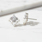 Detailed Square Pearl Studs - Terciany 