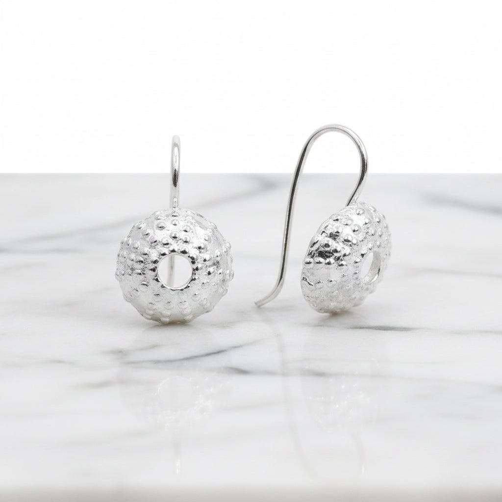 Silver Sea Urchins drop earrings - Terciany 