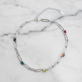 Paperclip Bracelet With Different Coloured Stones