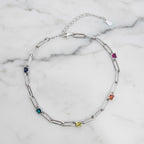 Paperclip Bracelet With Different Coloured Stones