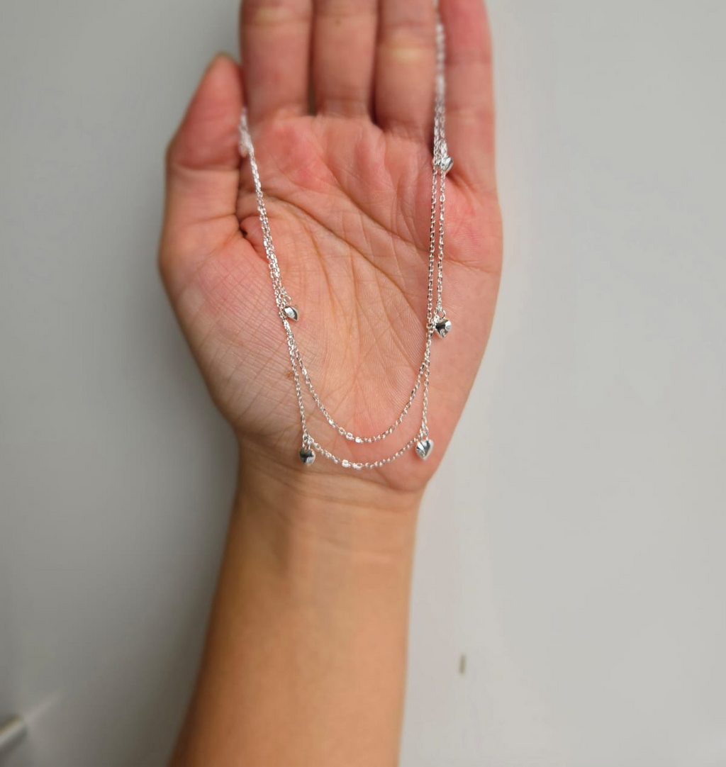Double Necklace With Lots Of Puffy Hearts