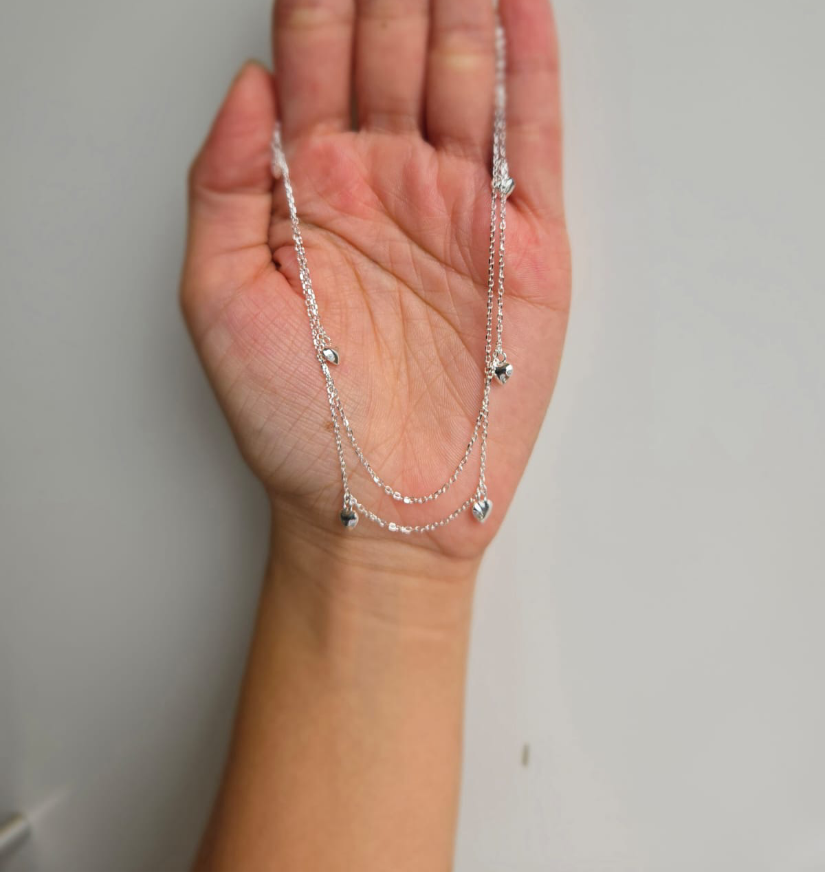 Double Necklace With Lots Of Puffy Hearts