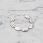 Rectangular pearl bracelet with sterling silver clasp - Terciany 