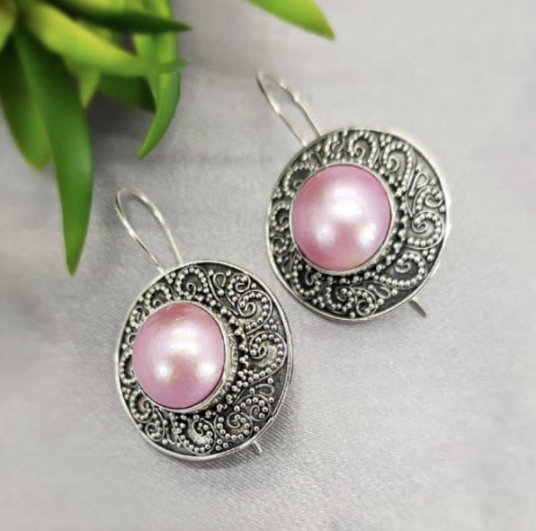 Pretty Pink 30Mm Mabe Pearl Drop Earrings