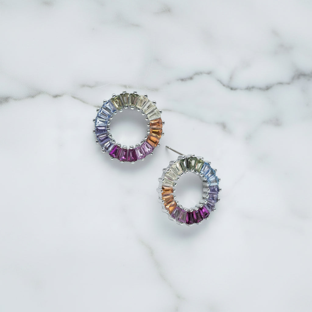 Colourful Circle Stud Earrings - Terciany 