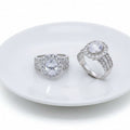 Oval Pavé Detailed Sterling Silver Ring