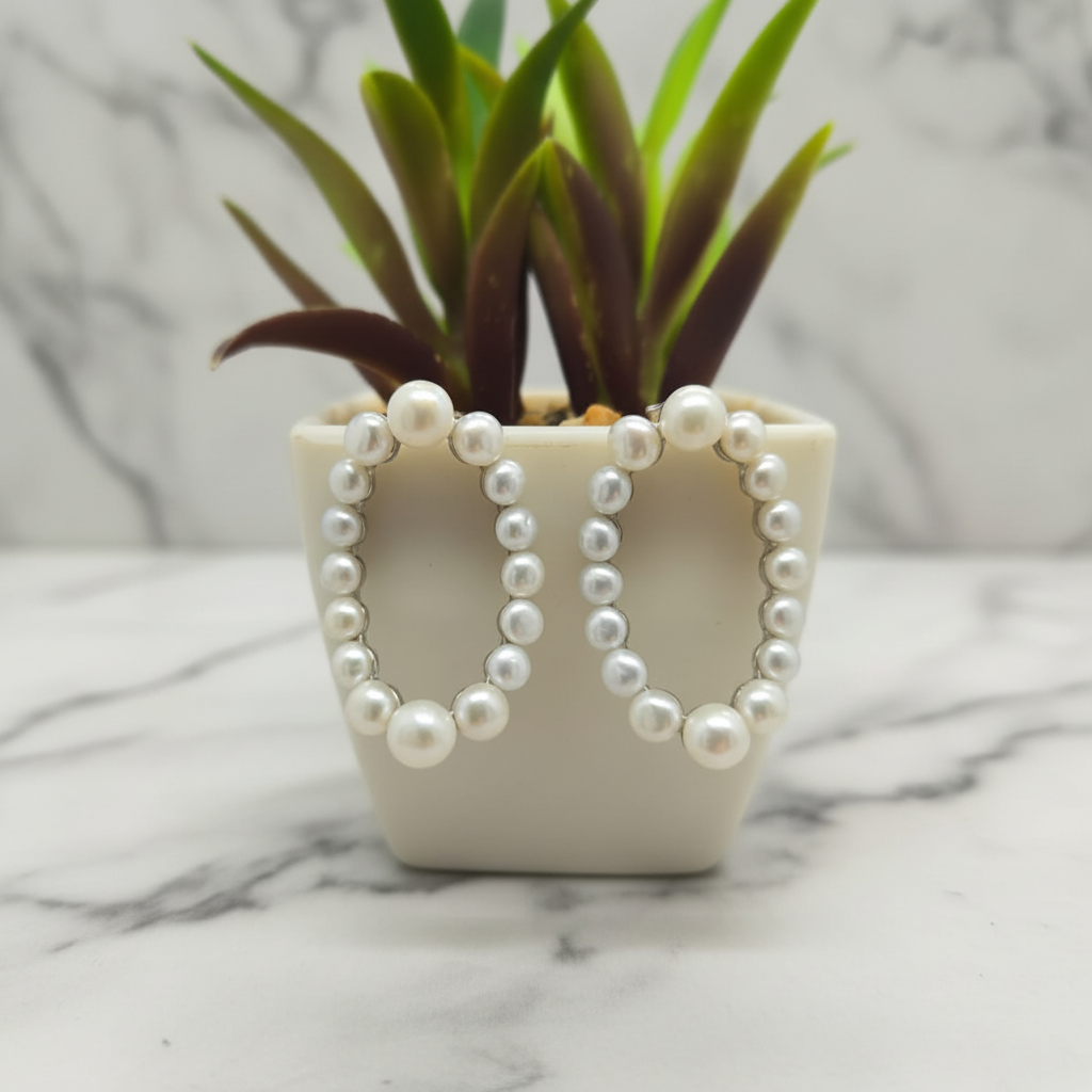 Statement Pearl Oval earrings - Terciany 
