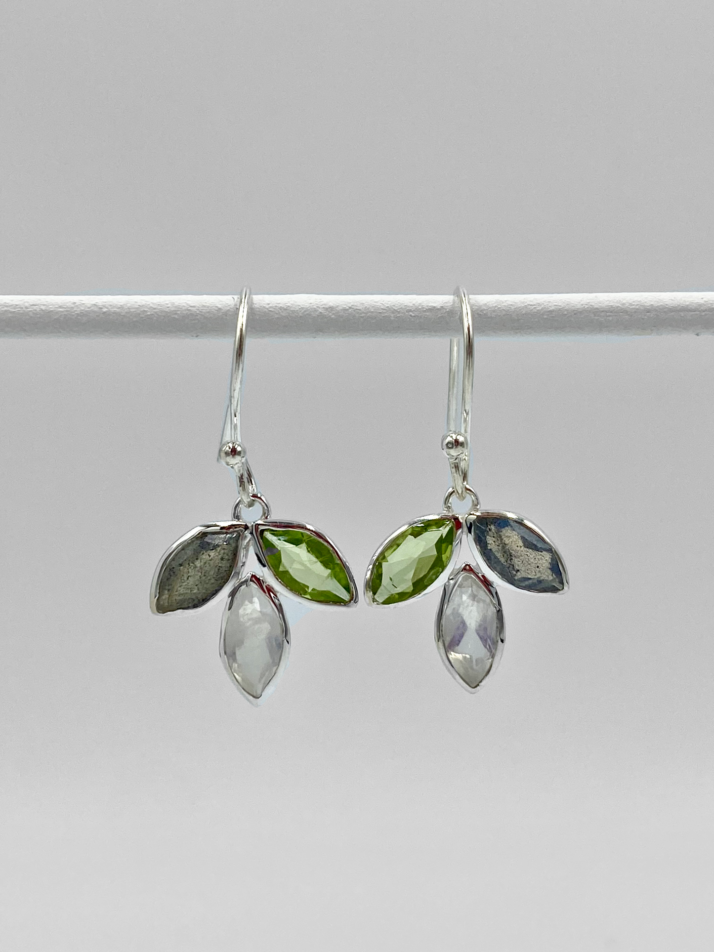 Semi Presious stone drop leave earrings