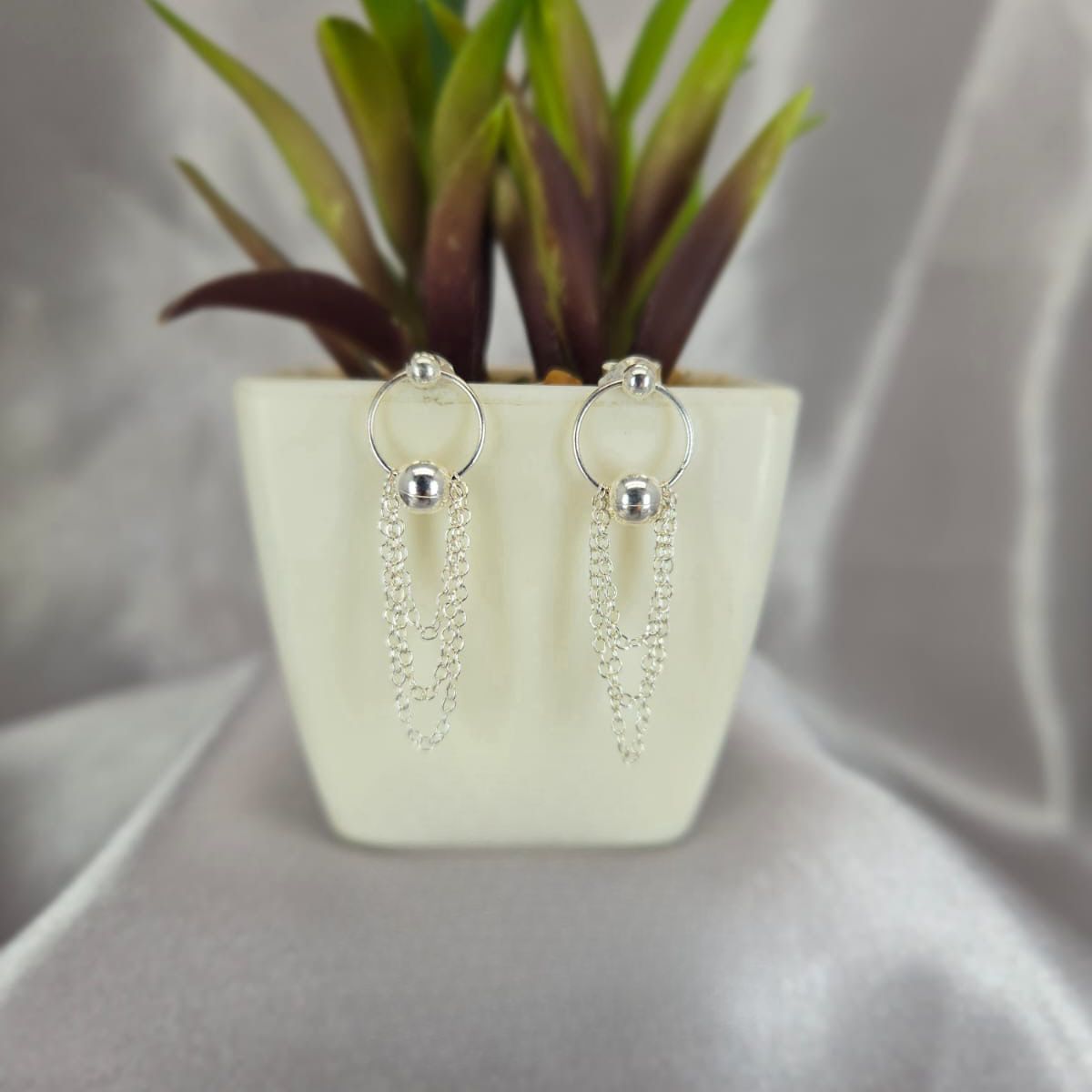Ball With Chain Detail Earring