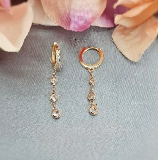 Rose gold huggys with dangling drops