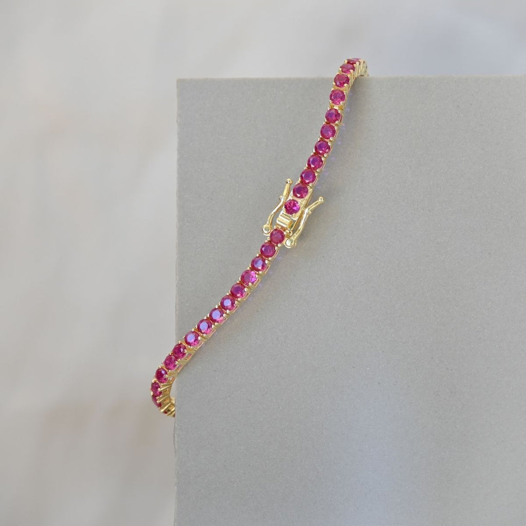 Gold Ruby zirconia tennis Bracelet