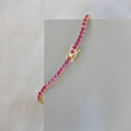Gold Ruby zirconia tennis Bracelet - Terciany 