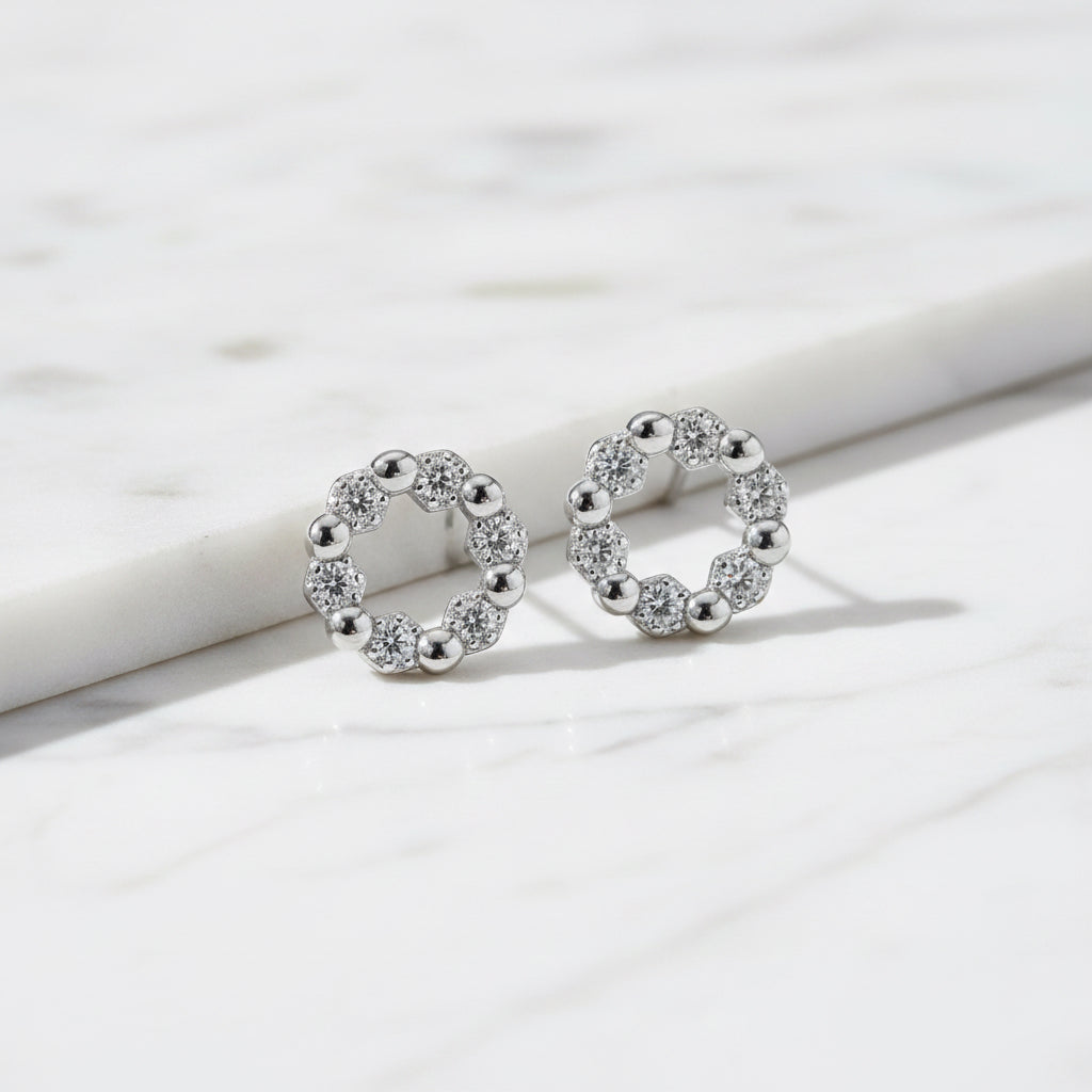 Beautiful Circle Studs With Cubic Detail - Terciany 
