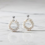 Modern pearl circle drop earrings - Terciany 