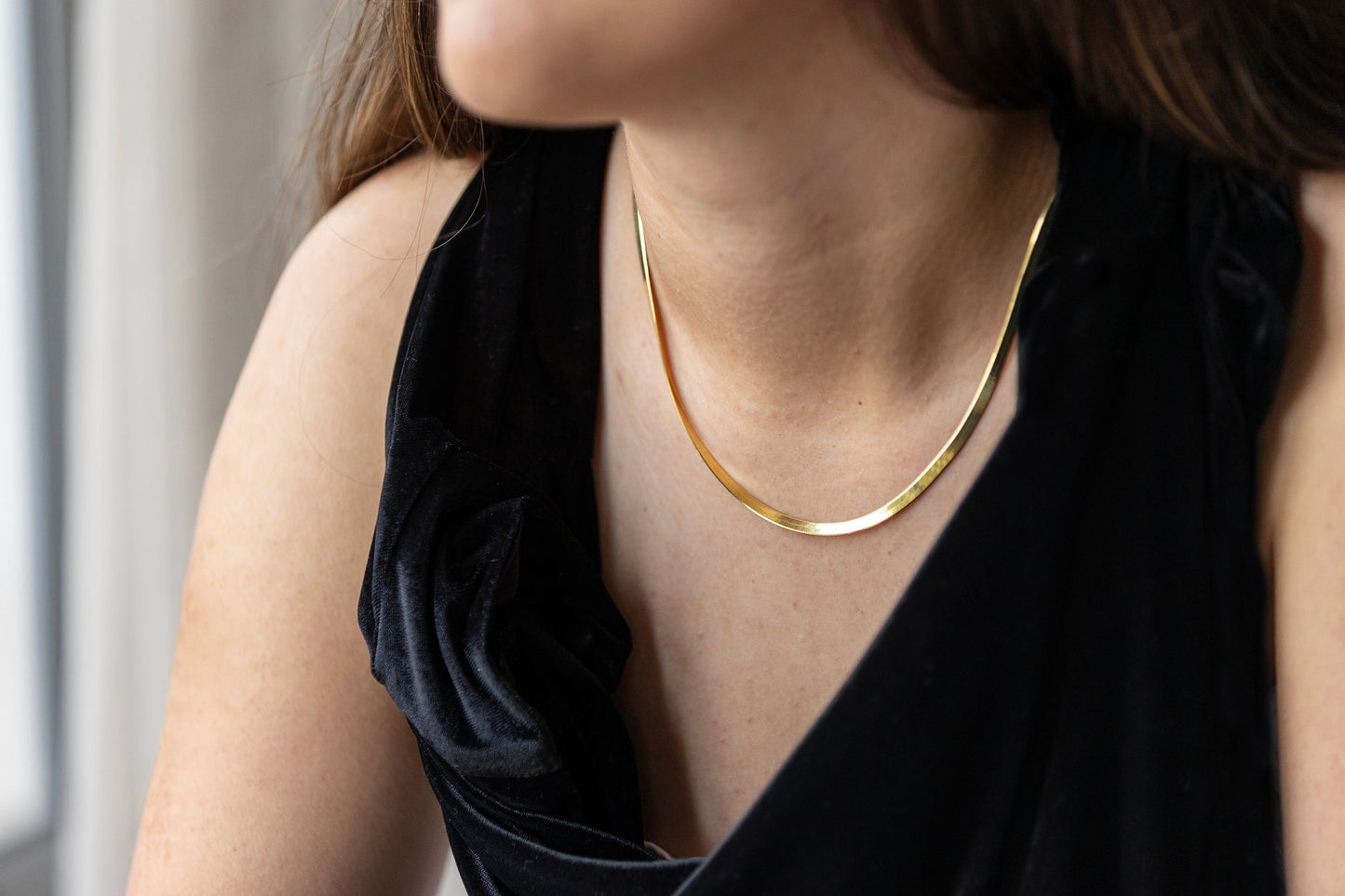 18c Gold plated on Sterling silver 4mm Herringbone necklace