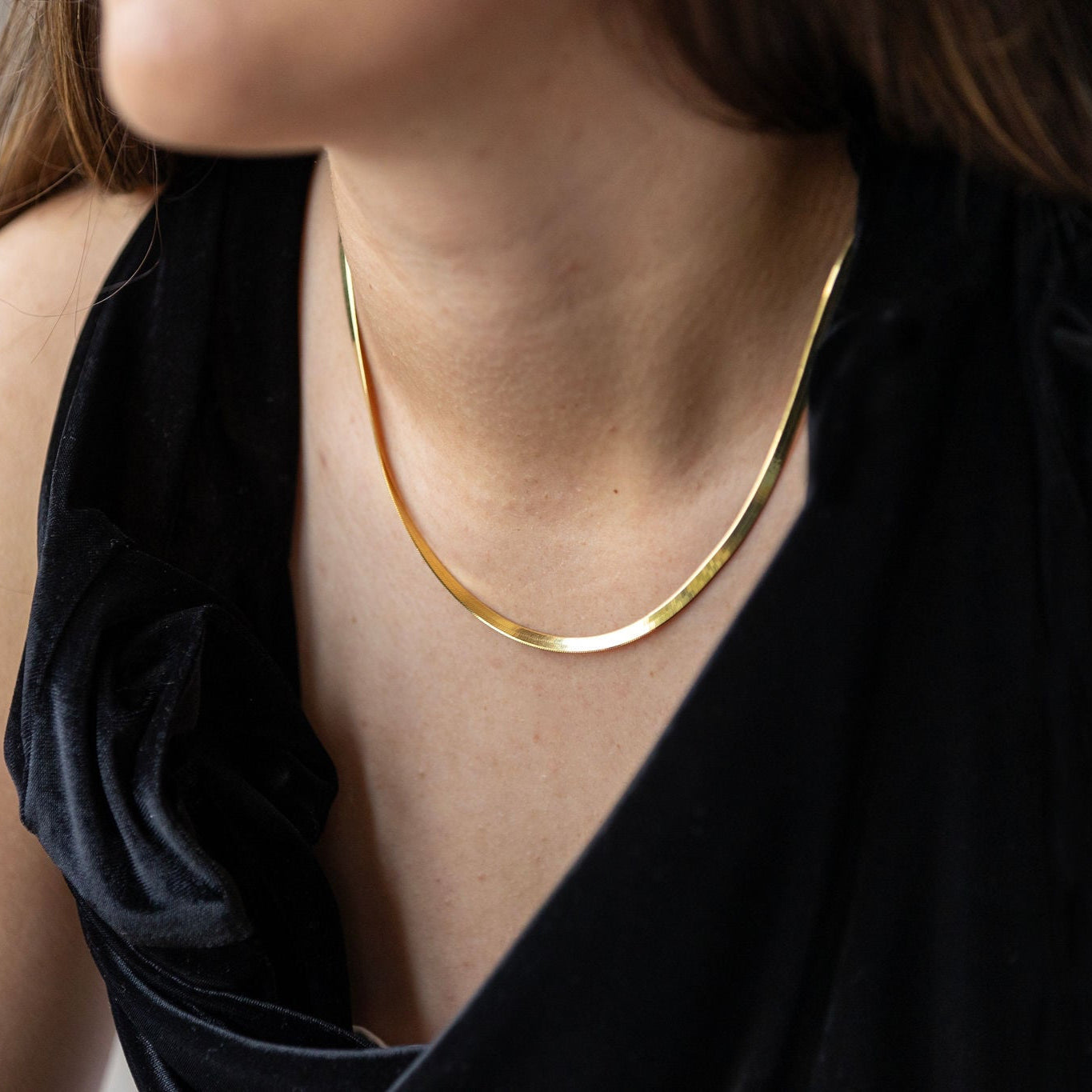 Gold Nicolá Herringbone Necklace