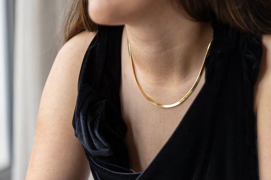 Gold plated on Sterling silver 4mm Herringbone necklace