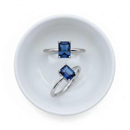 Blue rectangular stone ring - Terciany 