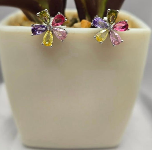 Colourful flower studs