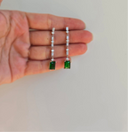 Green And Clear Stone Drop Earrings - Terciany 