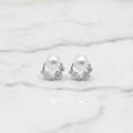 Freshwater Pearl Stud With Circle And Cubic Zirconia Detail - Terciany 