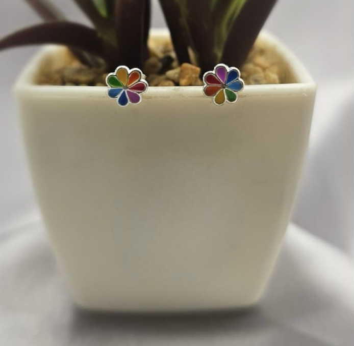 7mm Colourful stud earrings