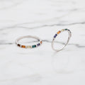 Sterling Silver Colourful Stone Small Band ring - Terciany 
