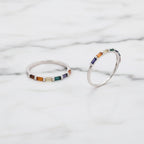 Sterling Silver Colourful Stone Small Band ring - Terciany 