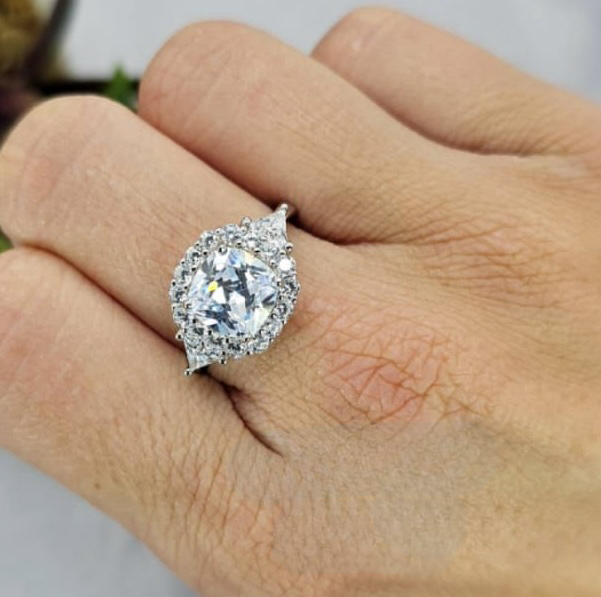 Square Cubic Zirconia Ring With Lots Of Detail