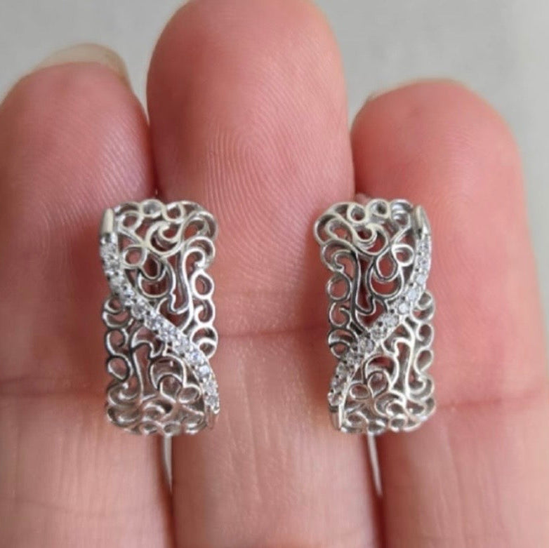Sterling silver filigree stud earrings - Terciany 
