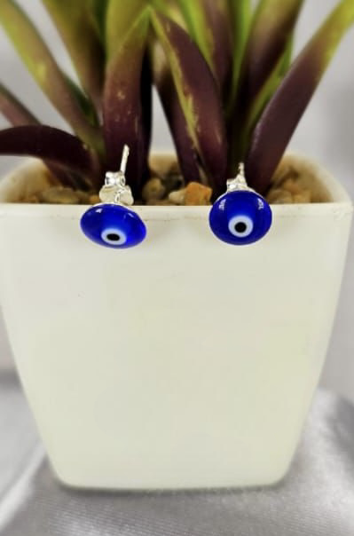 9mm Evil eye stud earrings