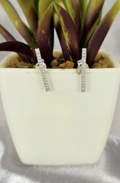 18mm Sterling silver studs with vertical cubic zirconia