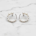 Pretty Large 19mm Circle Earrings Decorated With Freshwater Pearls And Cubic Zirconia - Terciany 