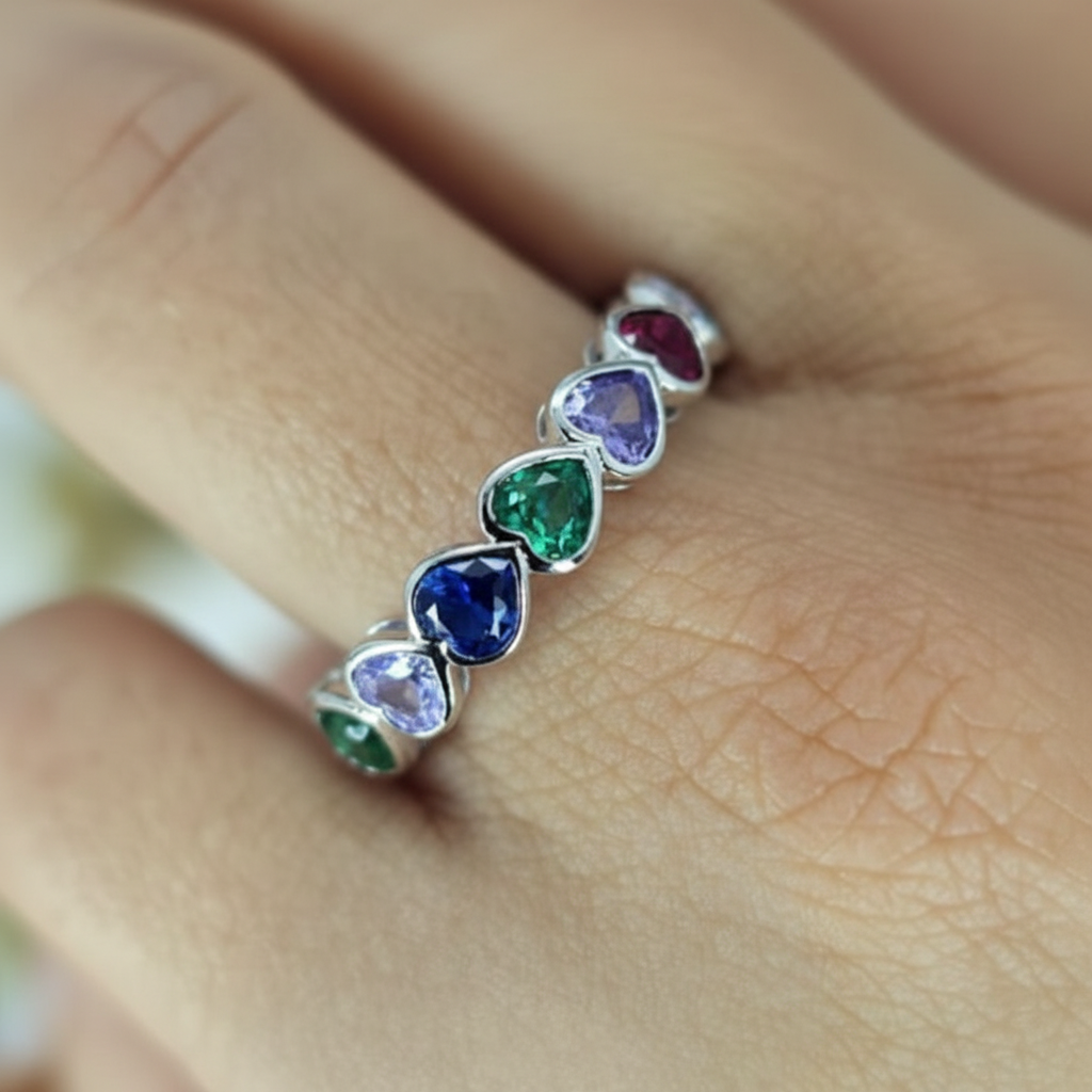 Rainbow Hearts Ring