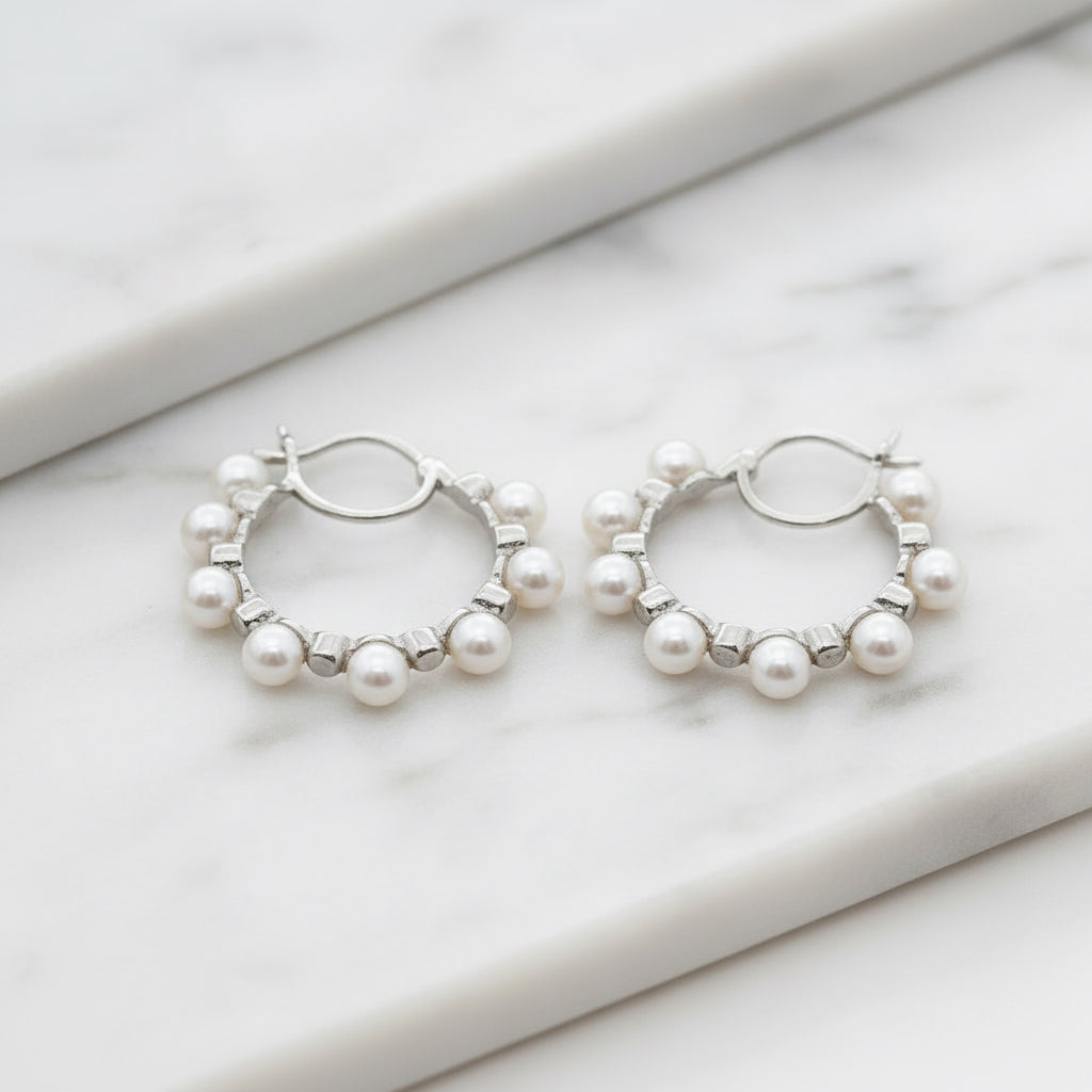 Beautiful Pearl Hoops - Terciany 