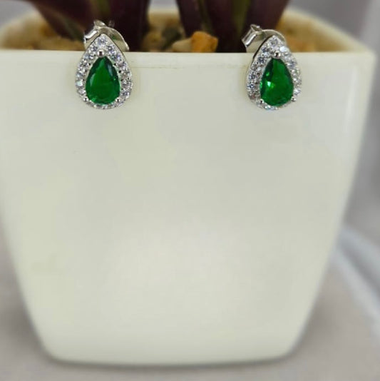 Green cubic zirconia stud earrings