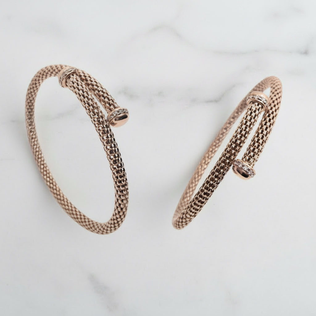 Rosé Gold Plated On Sterling Silver Statement Mesh Bracelet