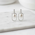 Pearl In Oval Drop Earrings - Terciany 