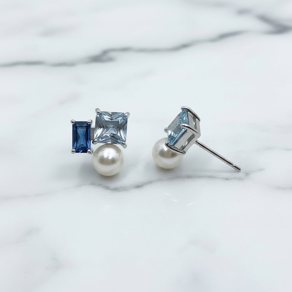 Three shaped cluster stud earrings - Terciany 