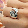 Sterling Silver Ring With Cubic Zirconia Om Wave Setting - Terciany 