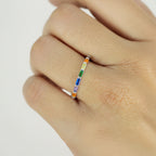 Sterling Silver Colourful Stone Small Band - Terciany 