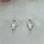 Double Ring Studs With Cubic Zirconia Detail - Terciany 