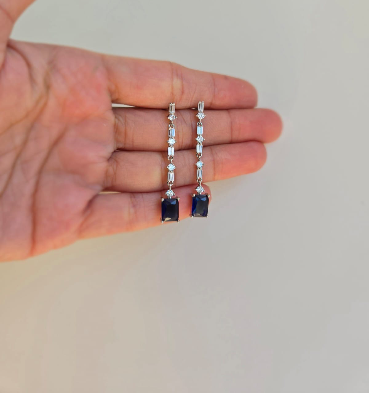 Drop Earrings With Blue And White Detail