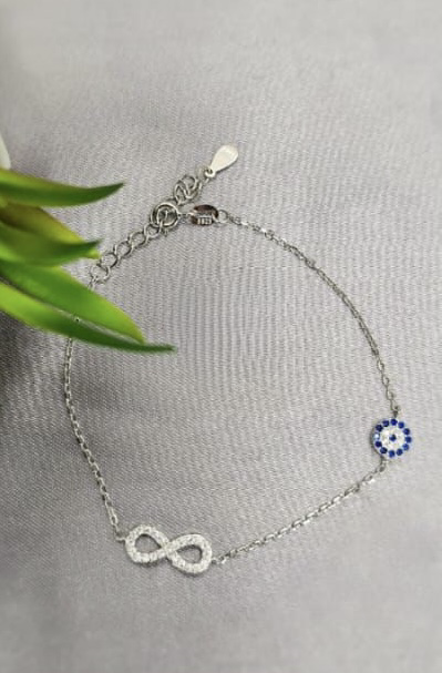 Evil eye/infinity bracelet with cubic zirconia detail