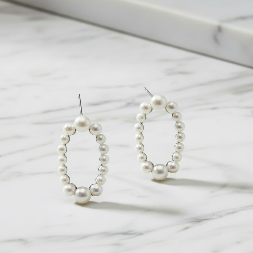 Statement Pearl Oval earrings - Terciany 