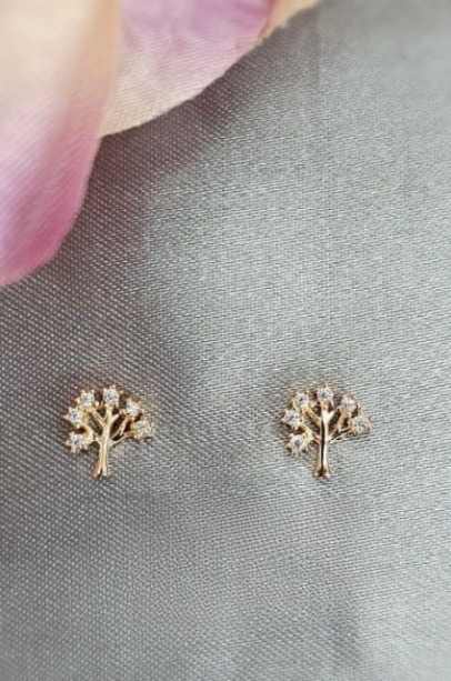 Rose gold tree of life earrings