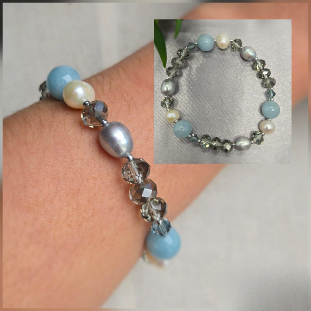 Pearl and semi precious stone bracelet