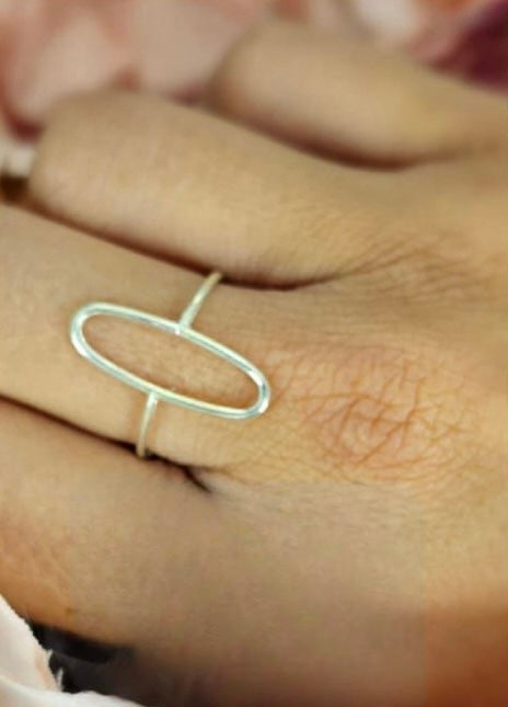 Sterling Silver Ring With Open Oval Design