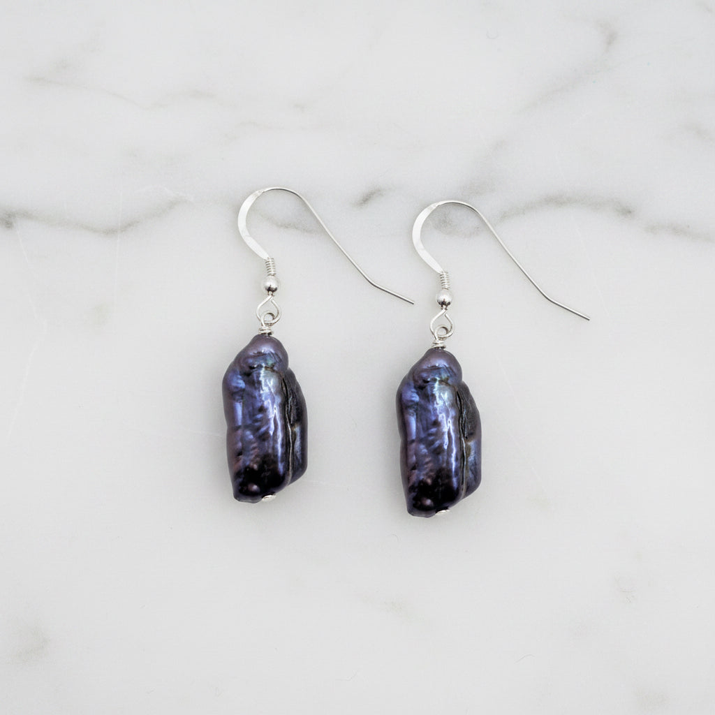 Blue Freshwater Pearl Drop Earrings - Terciany 